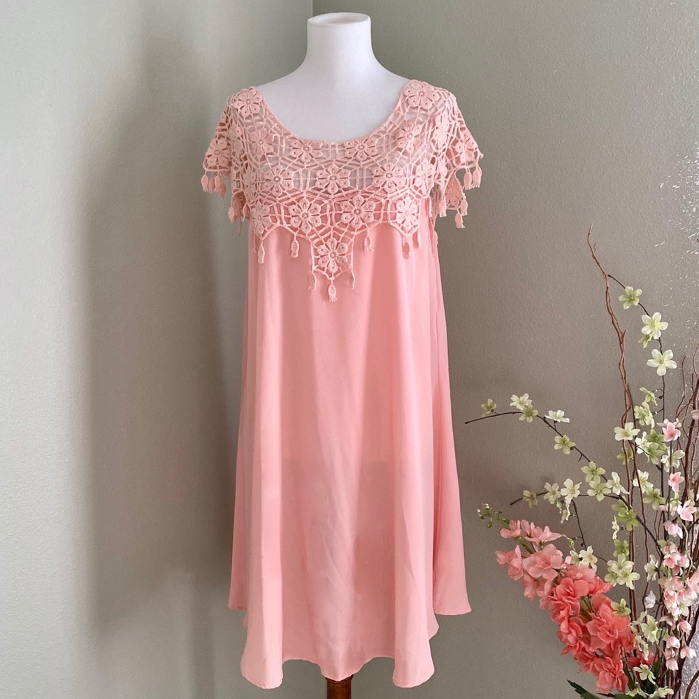 Kmc Pink Crochet Dress
